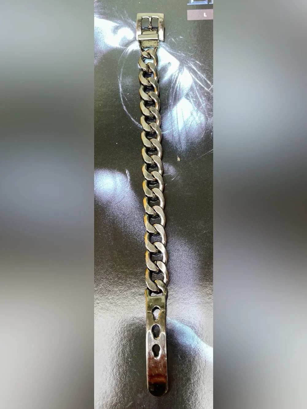 Men's Silver colour Chain bracelet Metallic Accent
